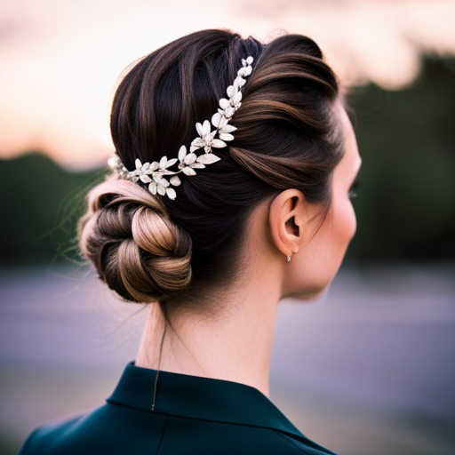 An image of a woman with a sleek, polished updo that exudes elegance and sophistication, while still looking effortlessly comfortable and natural