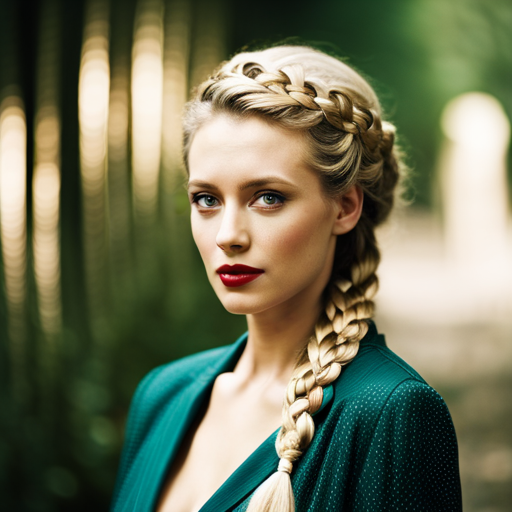 An image of a person with a stylish but relaxed hairstyle, with intricate braids or twists on one side and loose, flowing waves on the other