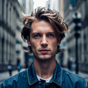 An image showing a person with a messy, unbalanced hairstyle in a chaotic emergency setting, juxtaposed with a perfectly symmetrical and proportioned hairstyle in a calm, controlled environment