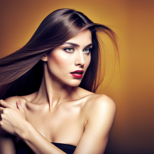 An image of a woman with long, flowing hair using a wide-tooth comb to gently detangle her locks