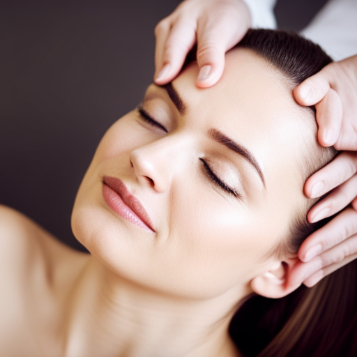 An image of a person gently massaging a soothing, natural oil into their scalp, with a peaceful expression on their face