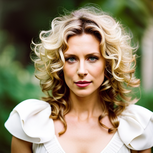 a close-up of a person with voluminous, defined curls cascading down their shoulders