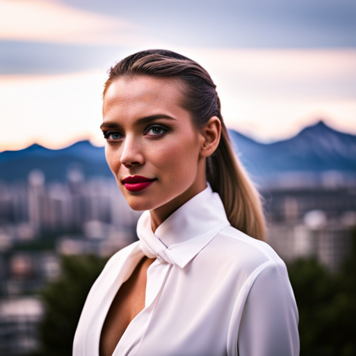 An image of a woman with shiny, sleek hair tied in a high ponytail, using oil-absorbing dry shampoo and a satin hair scarf, with a radiant smile on her face