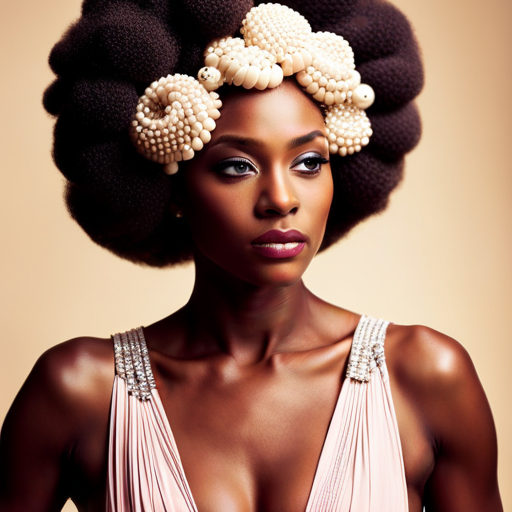 An image of a model with natural hair styled in elaborate pageant hairstyles