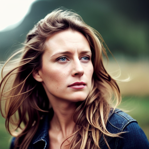 a close-up shot of a woman's tousled, windblown hair with rain droplets clinging to the strands