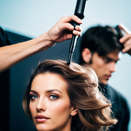 an image of a person using a volumizing root spray, backcombing their hair, or using a round brush to create lift at the roots for a quick hair volume boost