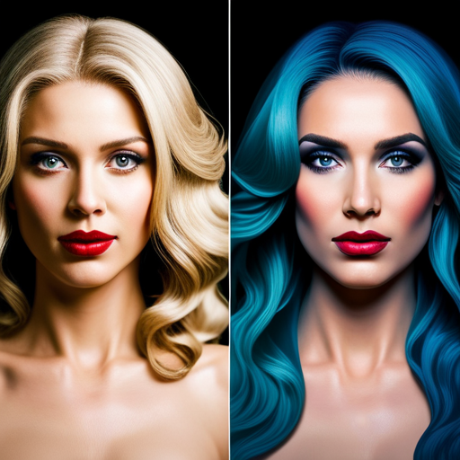 An image of two side-by-side portraits of women with different hair colors, each styled in a pageant hairstyle