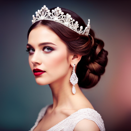 An image of a pageant hairstyle featuring elegant and intricate hair accessories, such as sparkling tiaras, delicate hair pins, and luxurious headbands, to showcase the importance of these accessories in completing the perfect pageant hairstyle