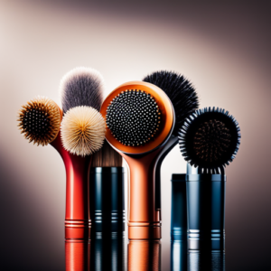 An image showing a variety of hair brushes including paddle, round, and vented brushes, each with different bristle types and sizes, displayed against a clean, white background